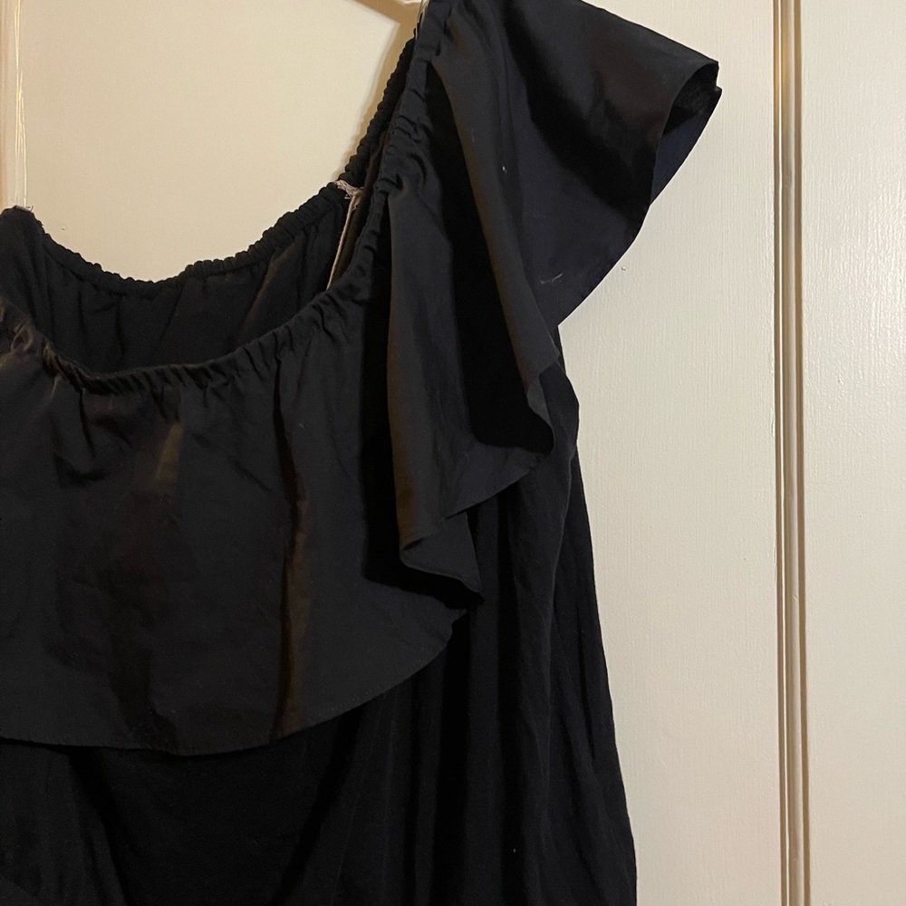 NWT a.new.day black ruffle one shoulder top.  Size large - Picture 2 of 3